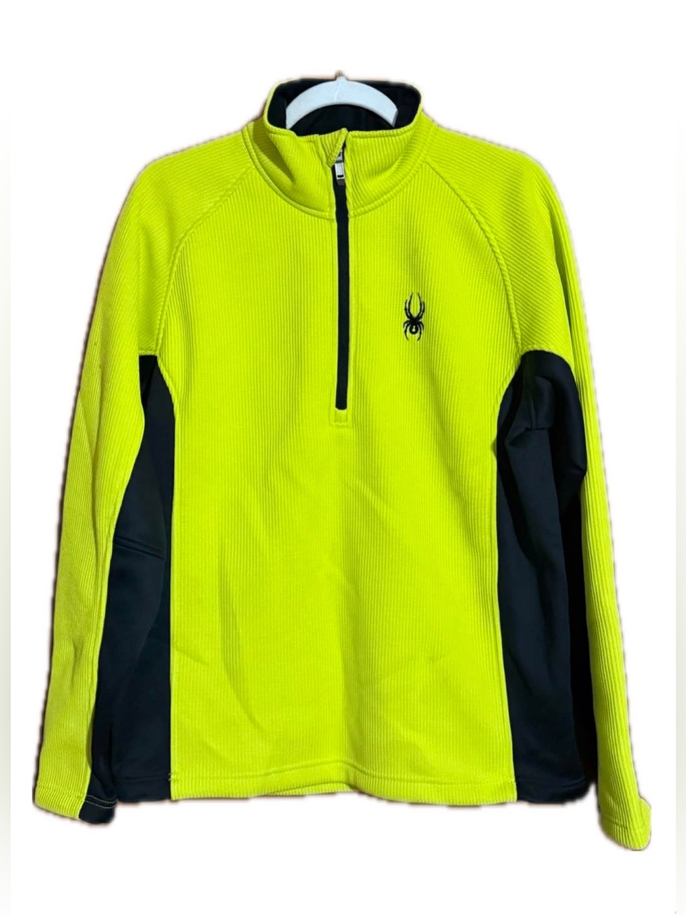 Spyder Men’s Neon Yellow and Black Half-Zip Performance Sweater